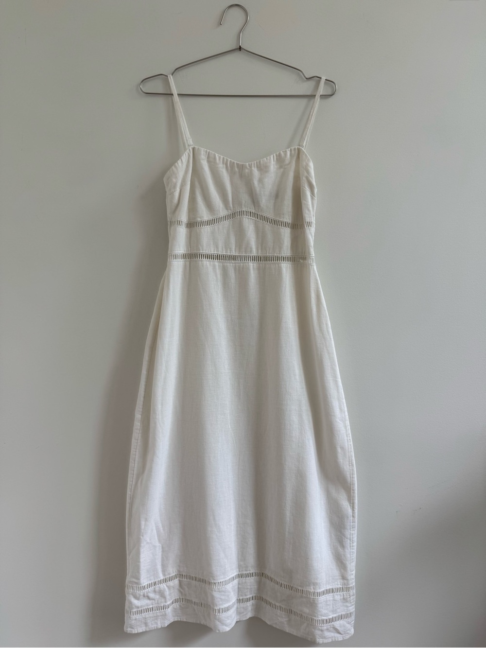 Abercrombie & Fitch Cream Eyelet-Trim Midi Sundress